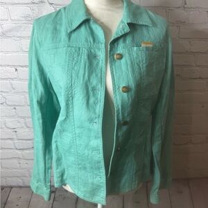 Jones New York Turquoise Jean Jacket linen size small